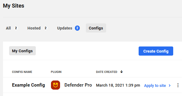 Defender configs feature