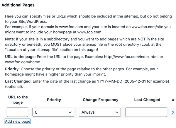 Additional settings.
