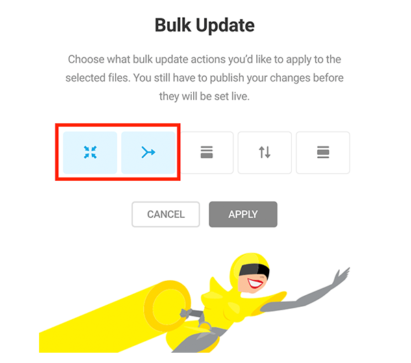 The bulk update area in Hummingbird.