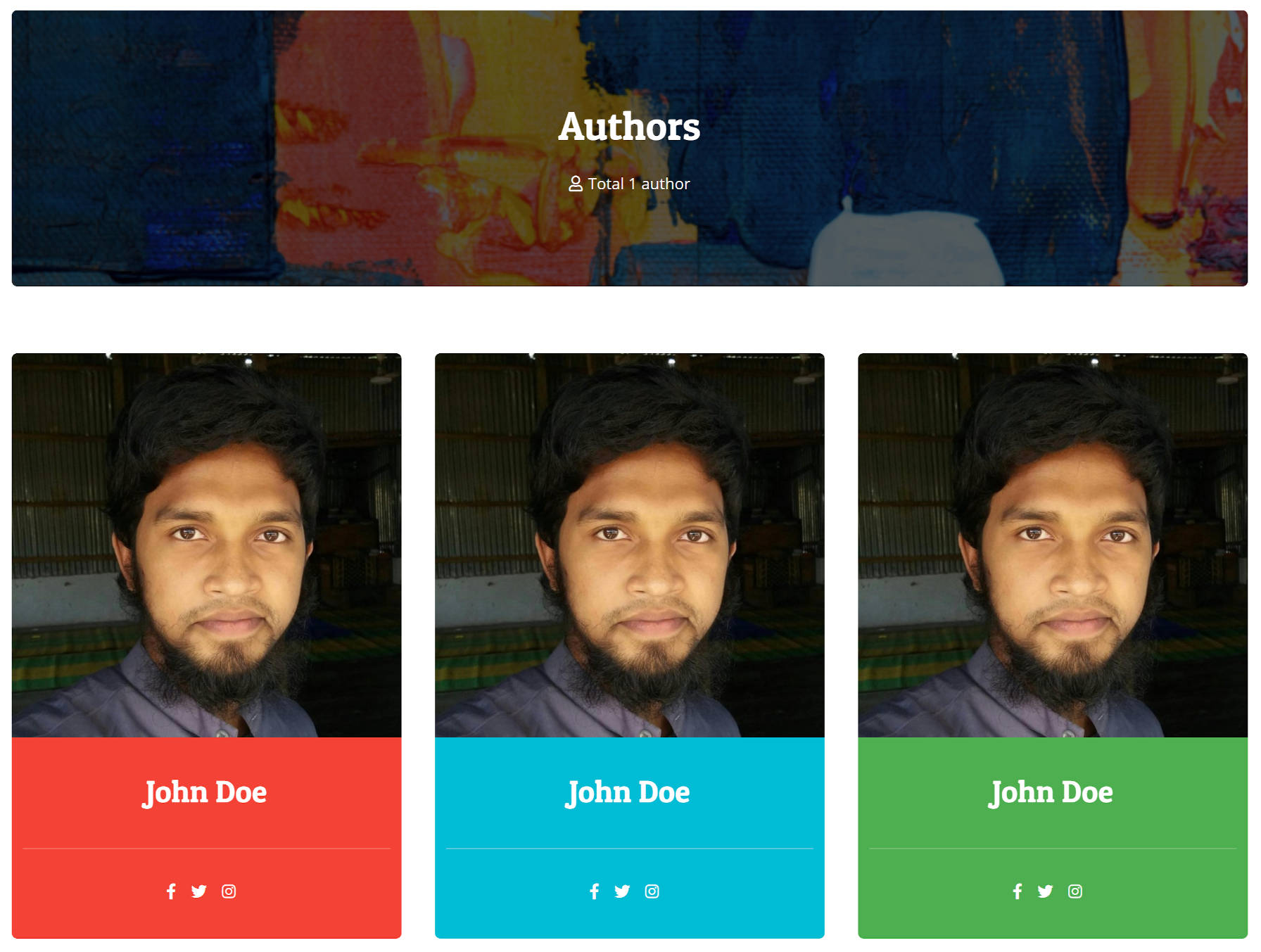 A three-column grid of post author profiles.