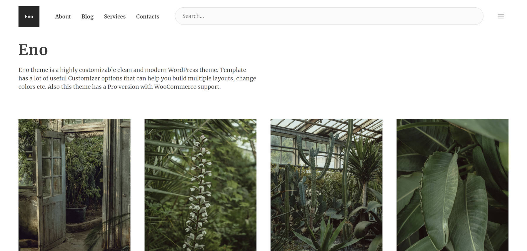 Grid-style WordPress theme blog posts page.