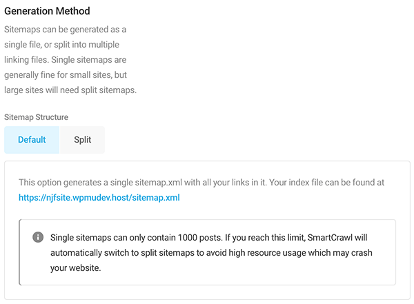 Where you pick your generation method.