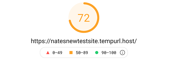 The first google pagespeed insight score.