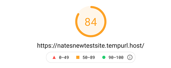 84 google pagespeed insight score.