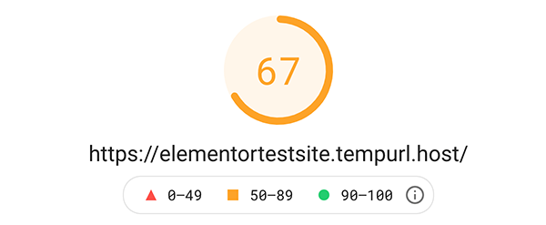 A Google Pagespeed Insight score of 67.