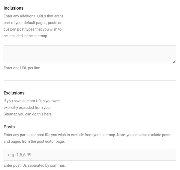 Where you add inclusions and exclusions.