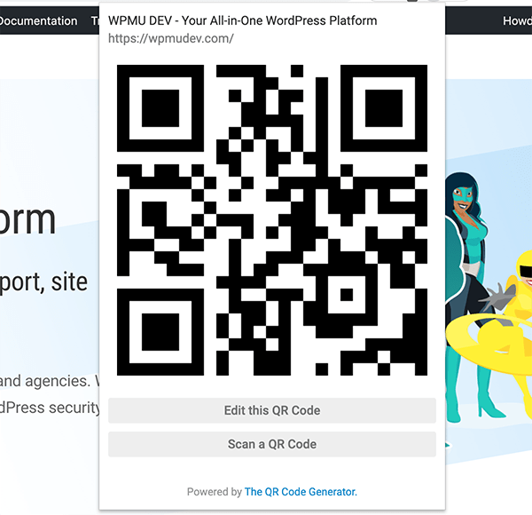QR code for the wpmudev.com website