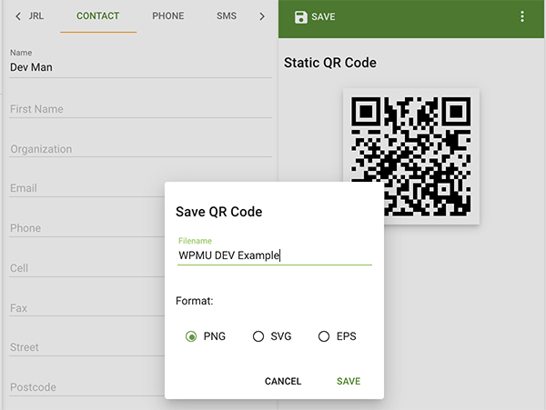 Image of saving a qr code.