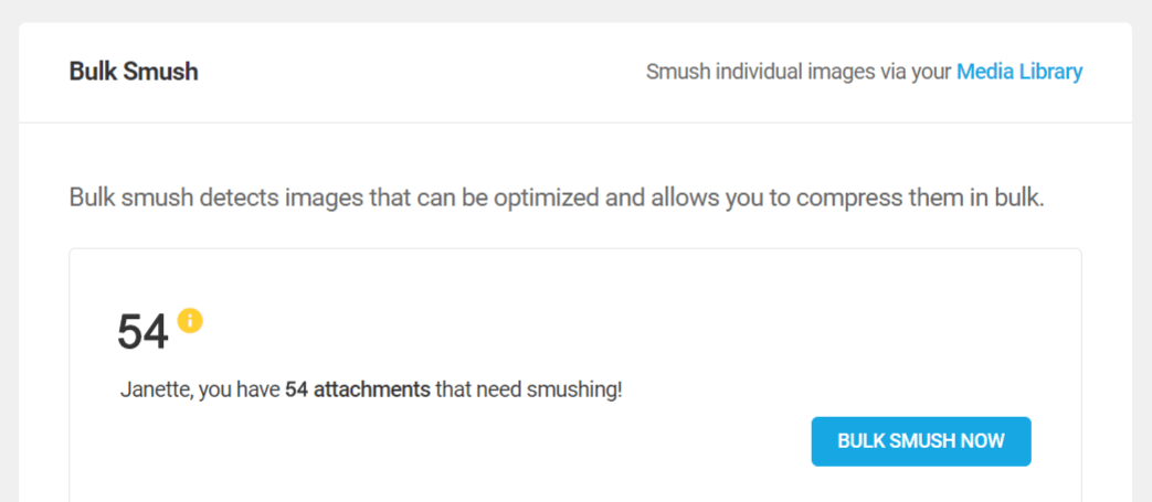 Smush bulk smush now button