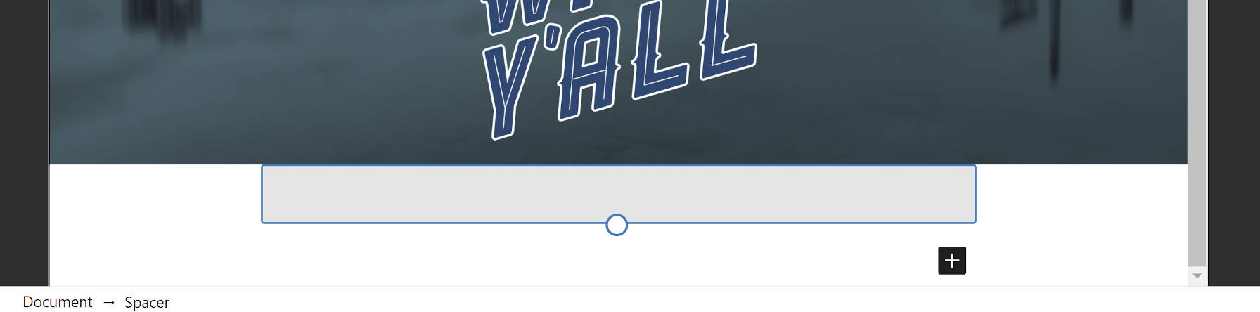Screenshot of the template editor showing the limited space at its footer.