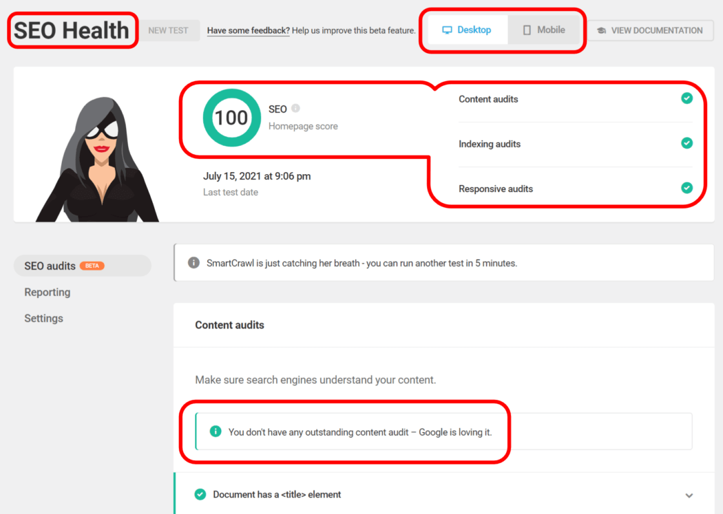 SC SEO health post test