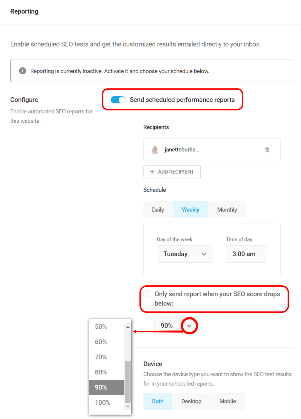 SC conditional reports