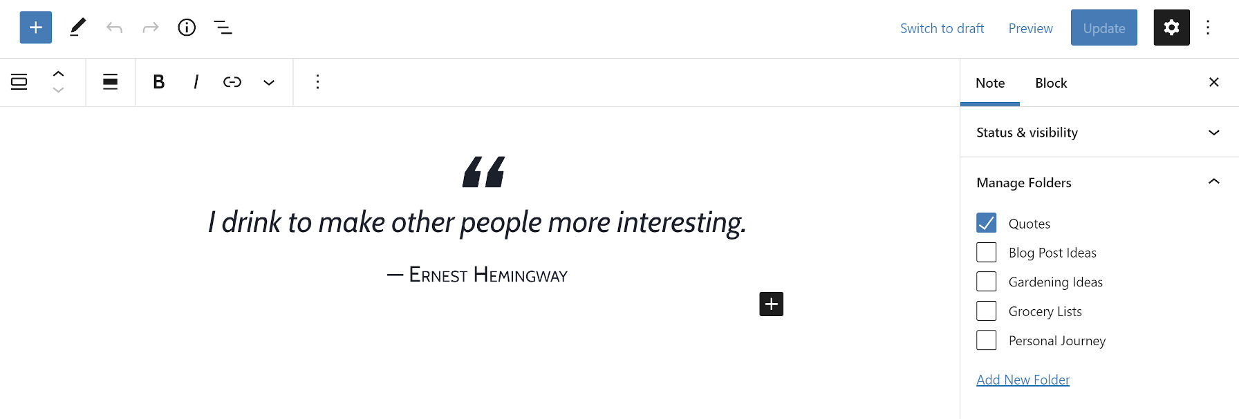 Re-adding custom theme editor styles to the Hypernotes plugin and showcasing a quote in the editor.