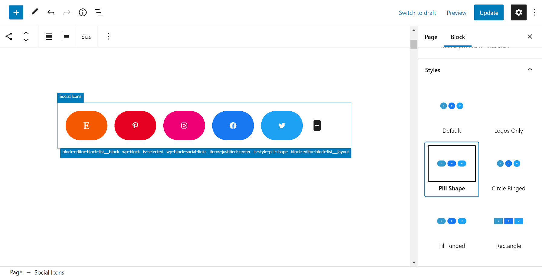 Enlarged social icons when using the Wayfinder plugin.