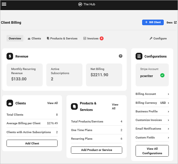 The Hub - Client Billing Dashboard
