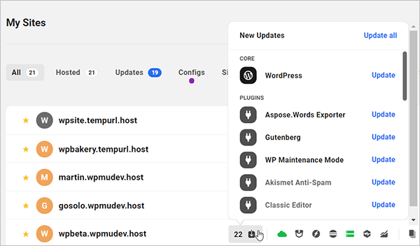 The Hub - Update screen