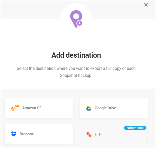 Snapshot backup destinations