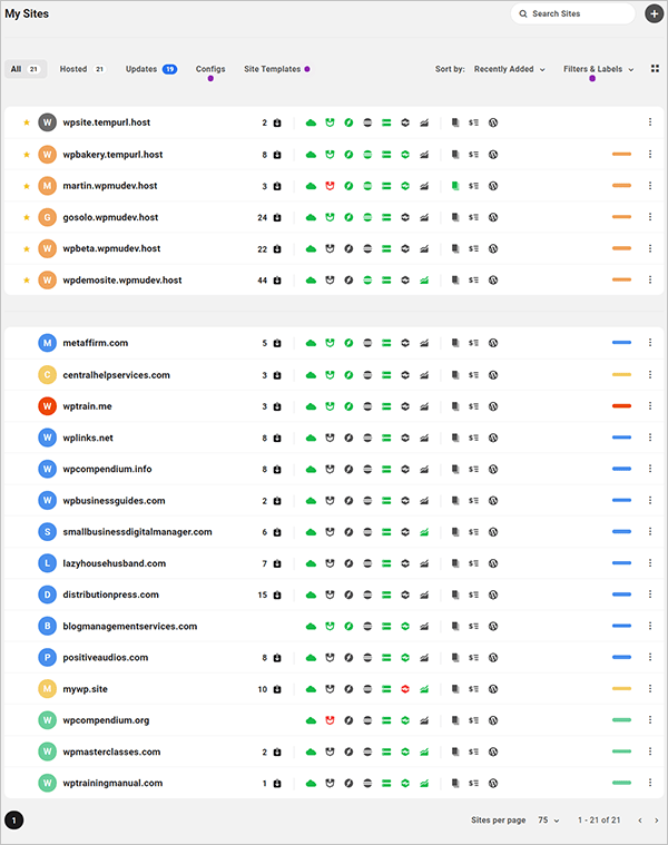 The Hub overview screen.