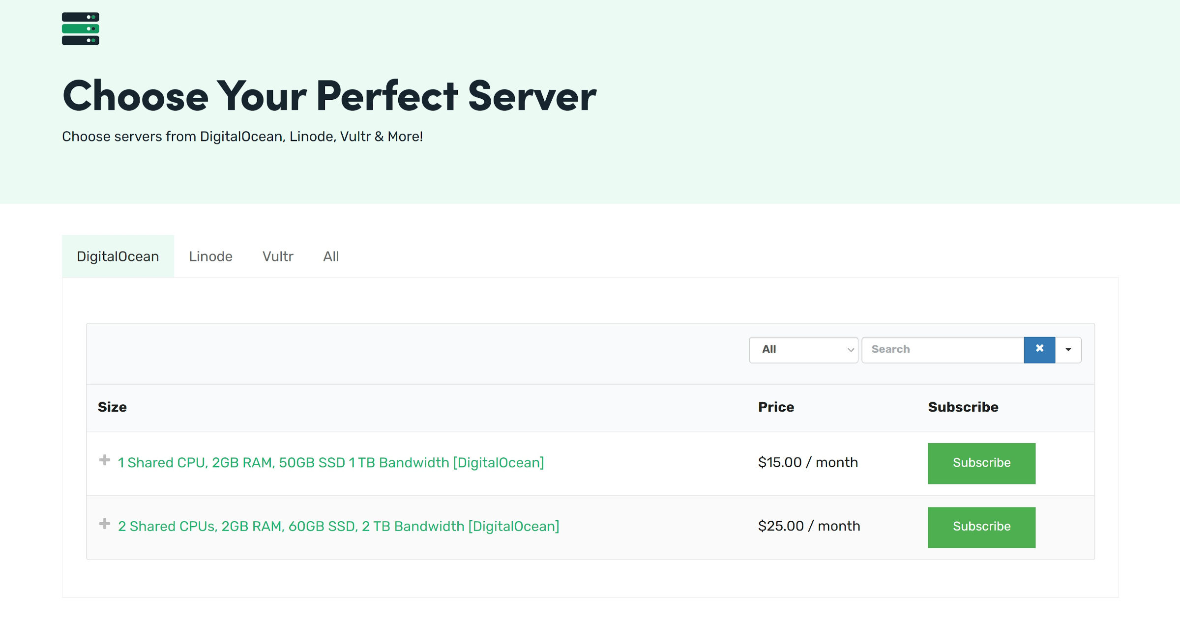 WPCloudPanel's WooCommerce-built pricing and sales screen.