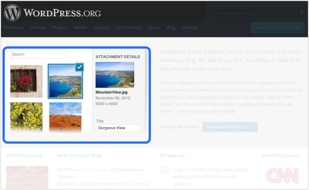 Homepage backend screenshot