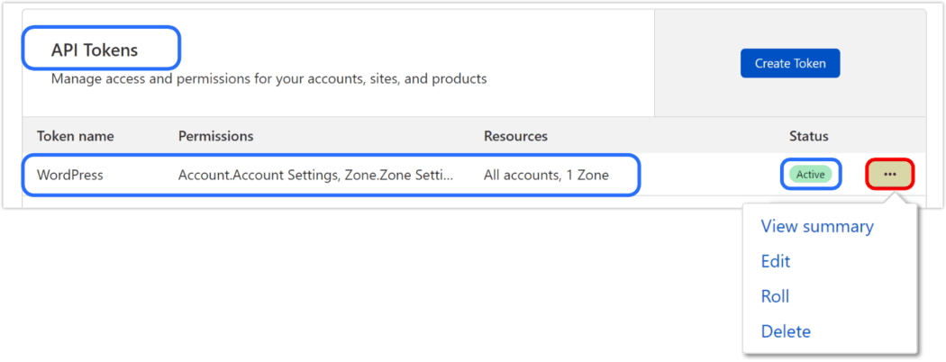 CF API manage tokens