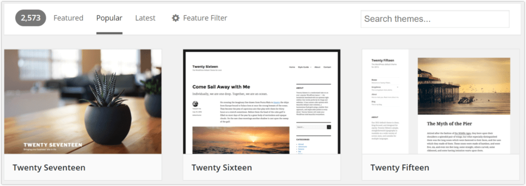 2017 Most Popular Themes – Twenty Seventeen, Twenty Sixteen, & Twenty Fifteen