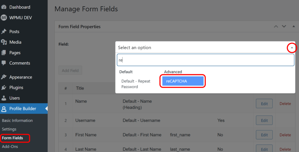 Profile builder settings