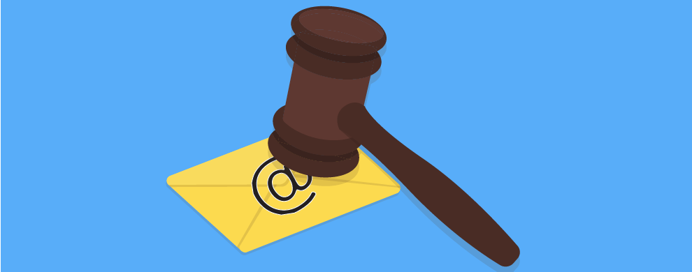 Image of a gavel and envelope.