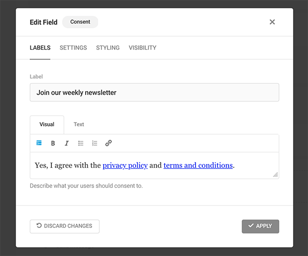 The join weekly newsletter section.