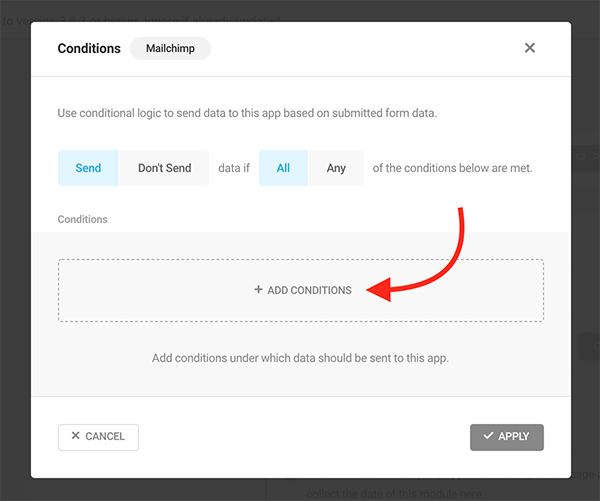 The add conditions button.