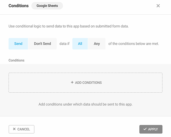 Where you add conditions.