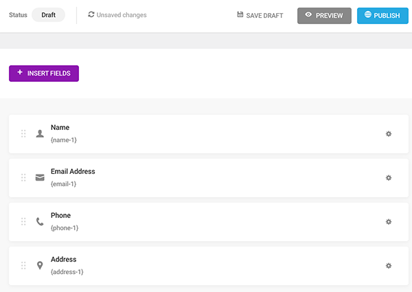 A view of the form fields.