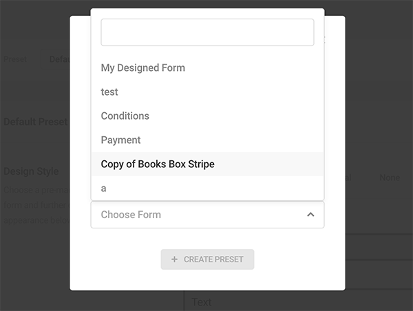 List of created forms.