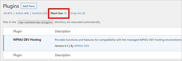 Plugins screen - MU-Plugins