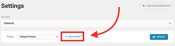 Where you add a new preset.