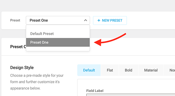 The preset dropdown.