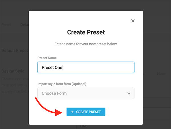 Where you create a preset.