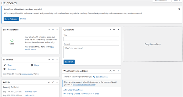 WordPress Dashboard Screen