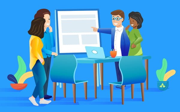 Illustration of a whiteboard presentation.