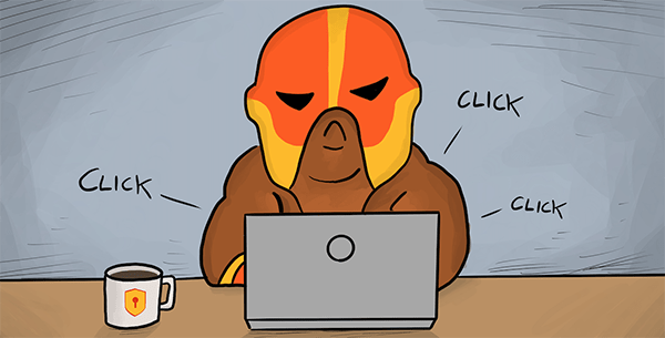 Defender on a computer tapping.