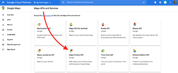 The embedded map option.