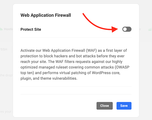 Where you activate WAF.