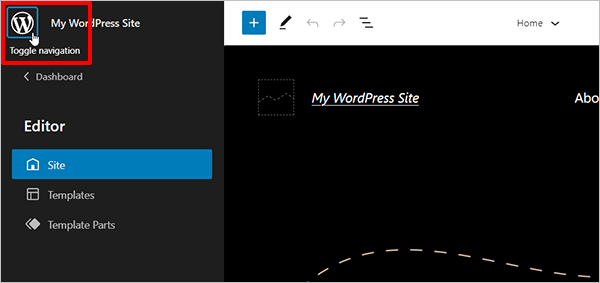 Full Site Editor options.