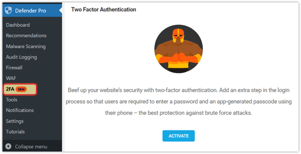Defender activate 2FA
