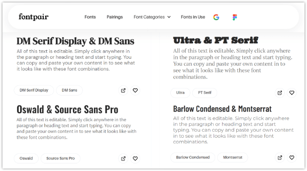 Font tools, Font Pair