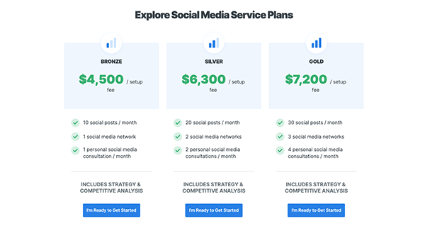 Social media options for WebFX.
