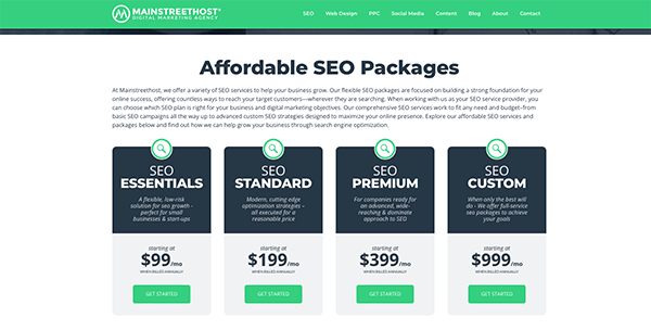 SEO packages through Main Street Host