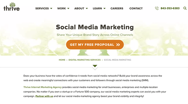 Thrive proposal page.