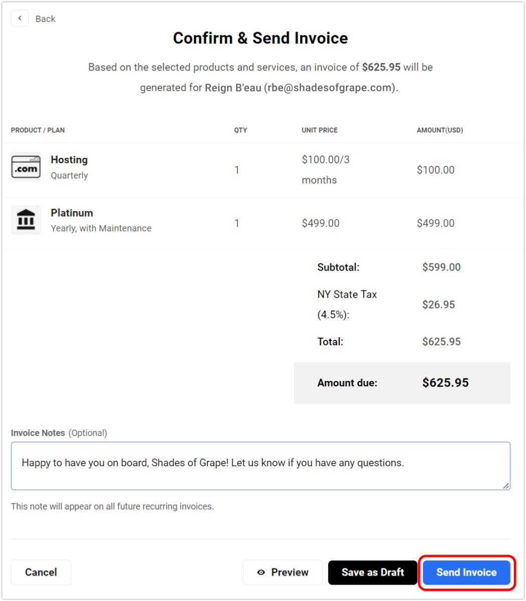 invoice confirm & send