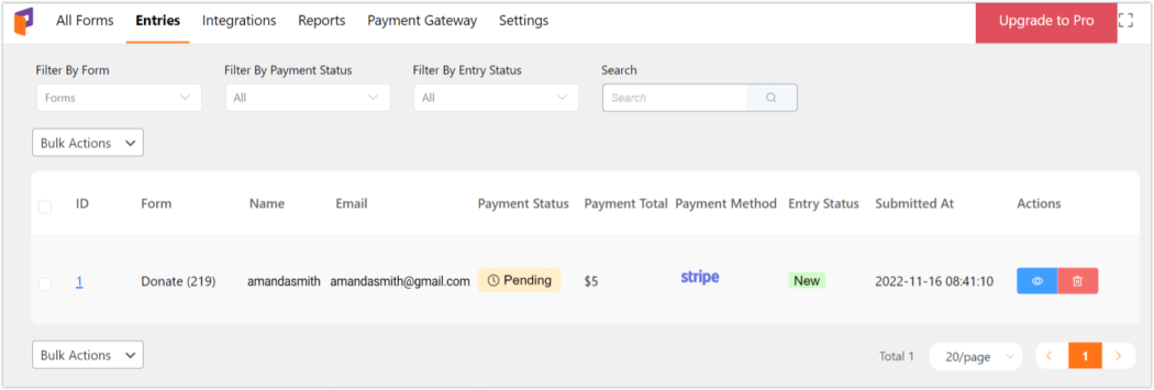 paymattic donations summary